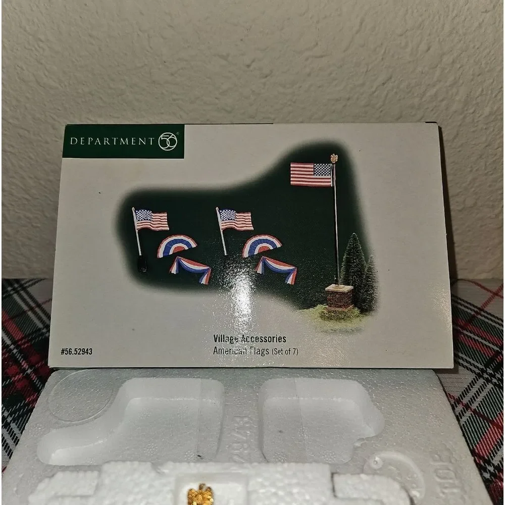 Department 56 American Flags Village Accessory Set